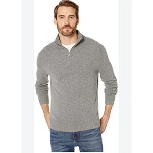 Banana Republic Sweater Men's Size Medium Gray Front Zip Long Sleeve